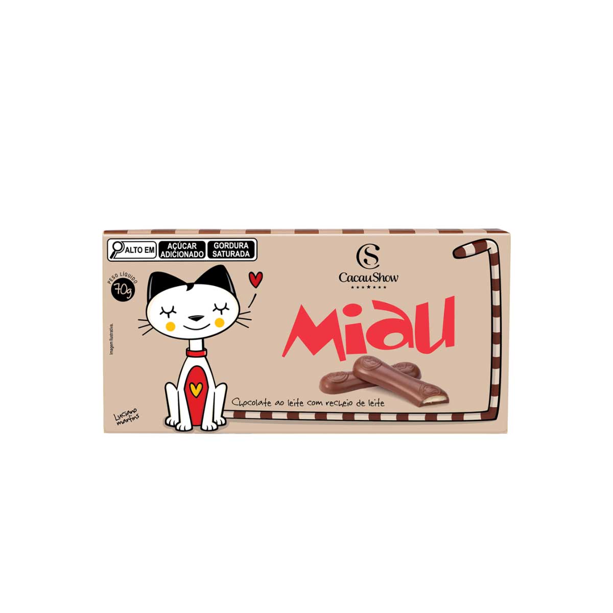 Chocolate ao Leite Miau c/ Recheio de Leite 70g CS
