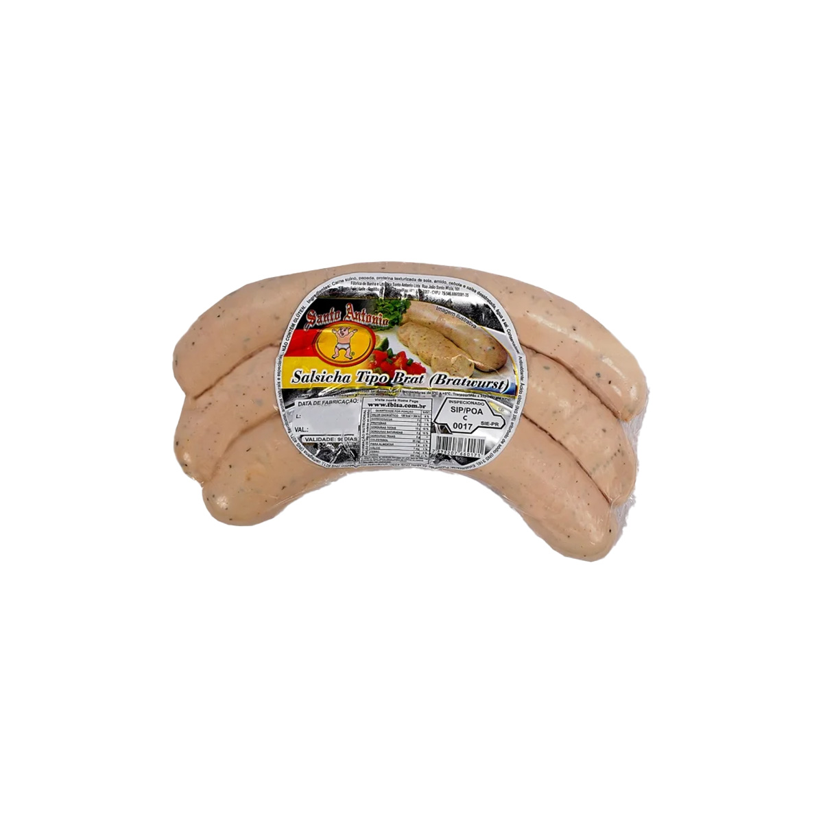 Salsicha Bratwurst Branca Santo Antonio 550g (3 Unidades)