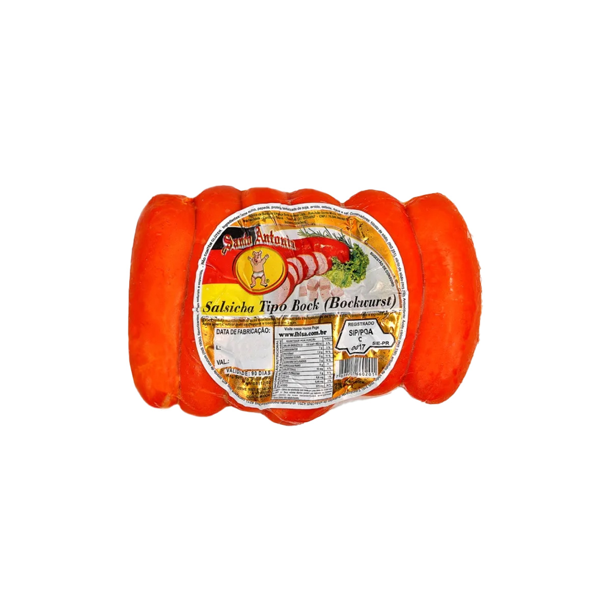 Salsicha Bockwurst Vermelha 350g Santo Antonio (6 Unidades)