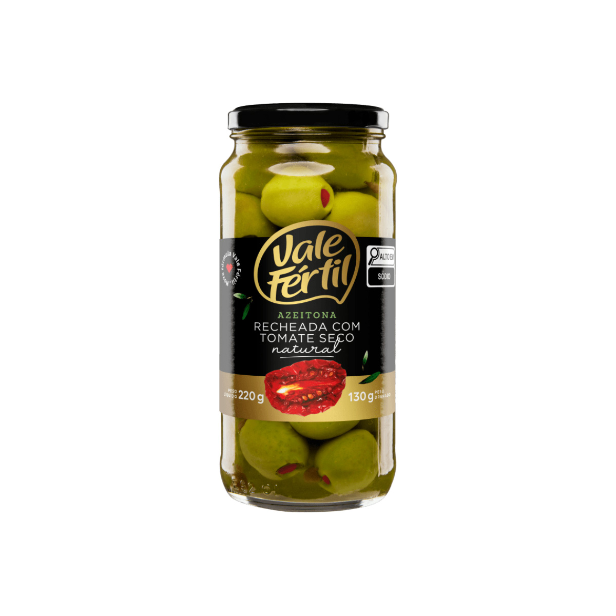 Azeitona Verde Recheada com Tomate Seco Vale Fertil 130g