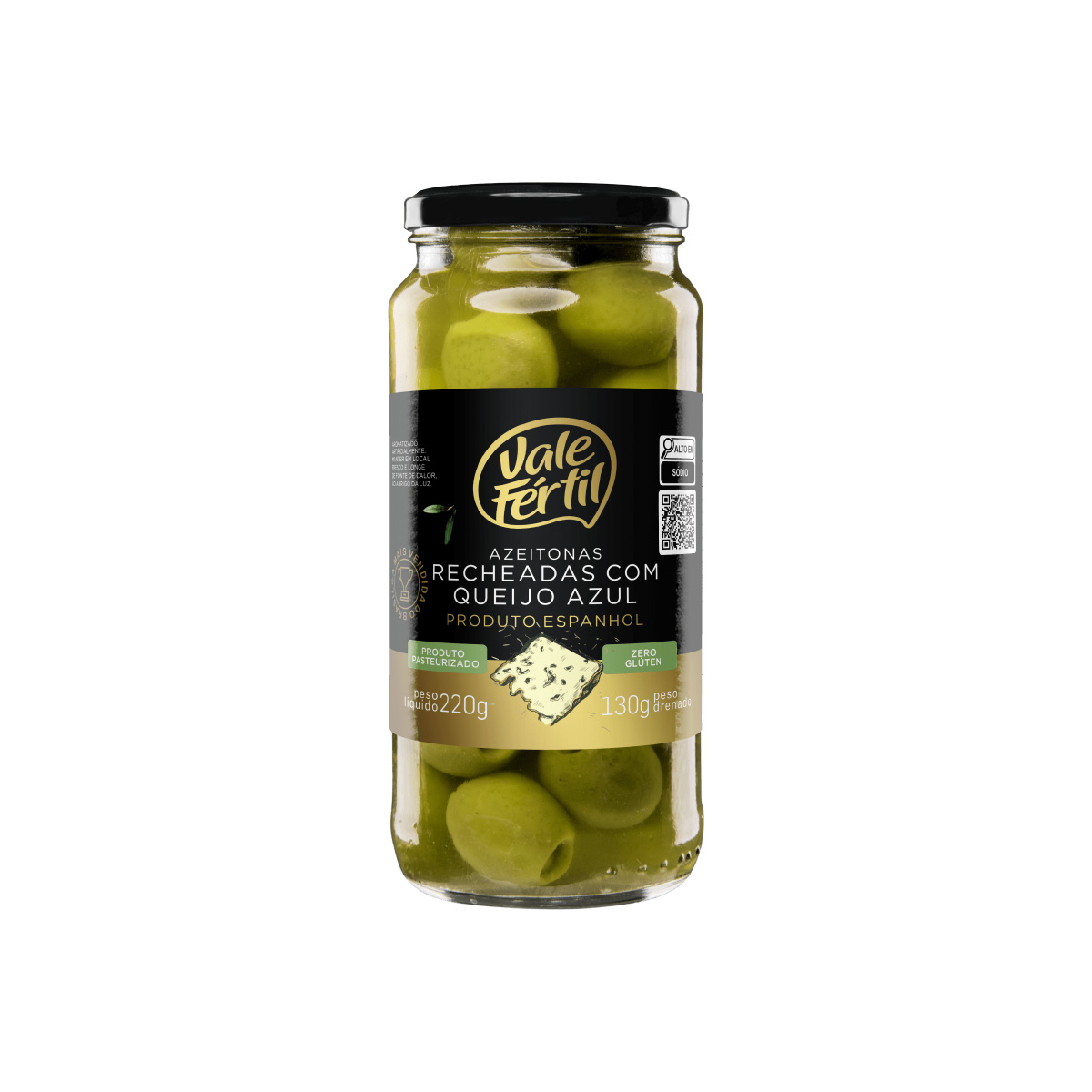 Azeitona Verde Recheada com Queijo Vale Fertil 130g