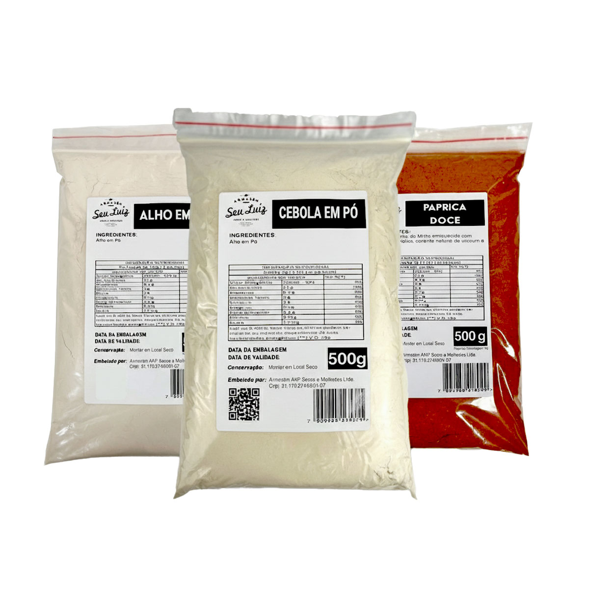 Kit Essenciais da Cozinha – 3 Temperos 500g | Armazém Seu Luiz