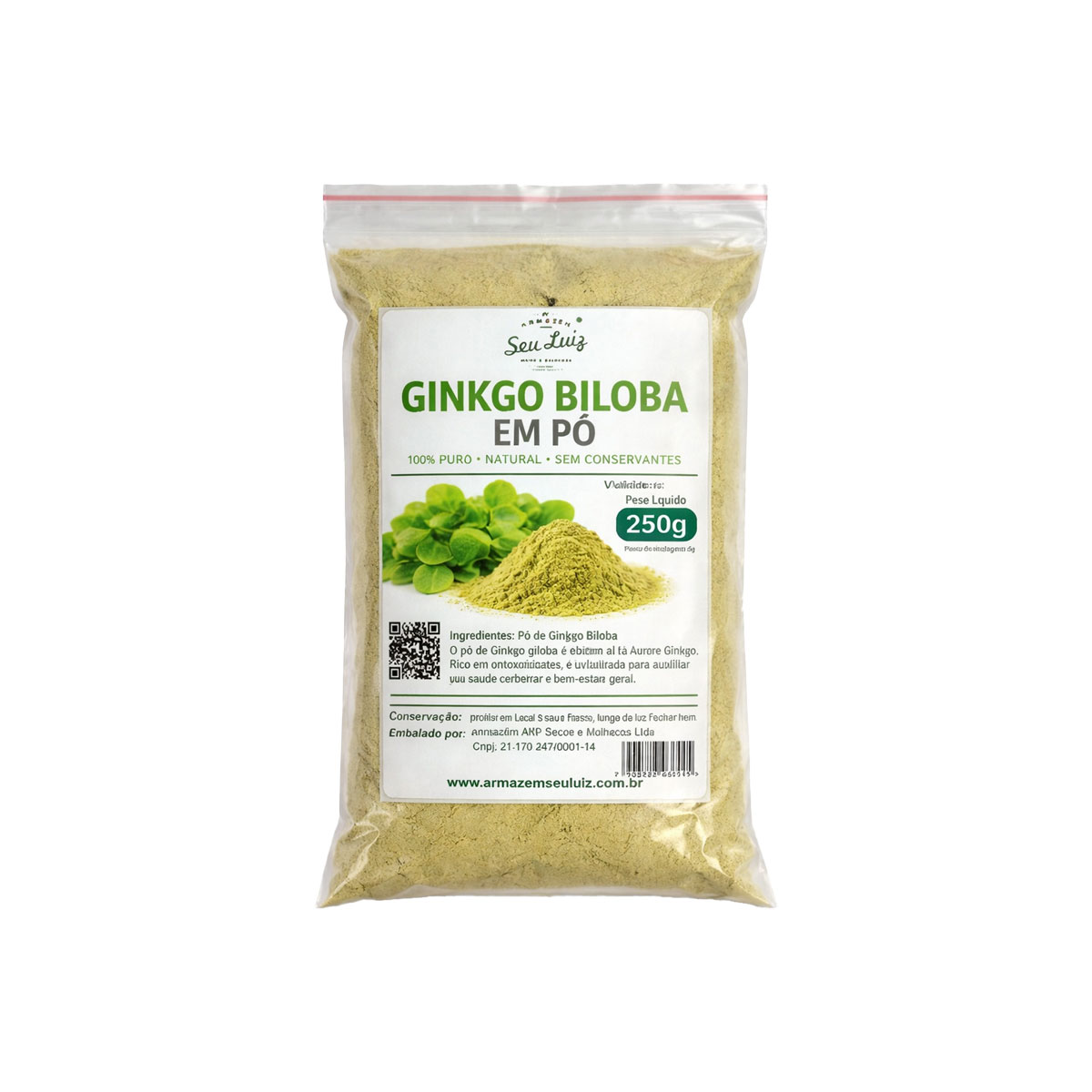 Ginkgo Biloba em Pó 100% Natural 250g – Armazém Seu Luiz