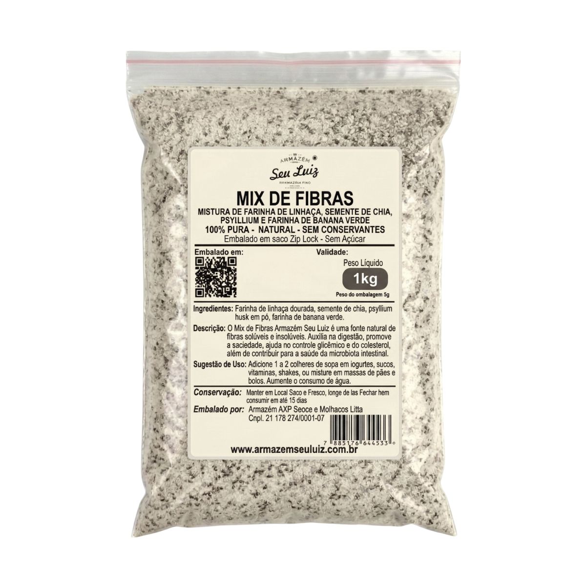 Mix de Fibras Linhaça Chia Psyllium 500g  Uso Culinário