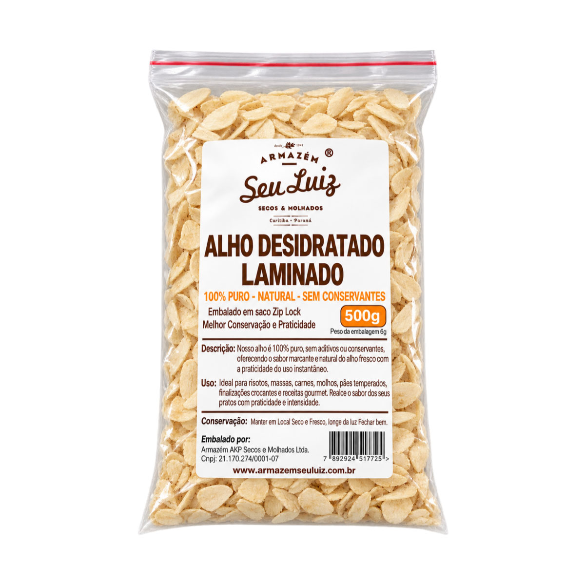 Alho Desidratado Laminado 500g – Armazém Seu Luiz