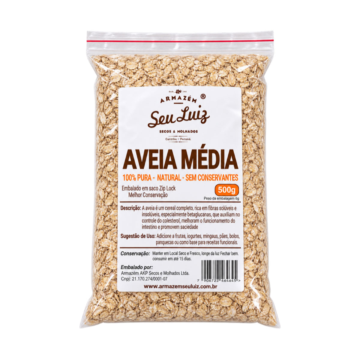 Aveia Media em Flocos 500g Armazém Seu Luiz