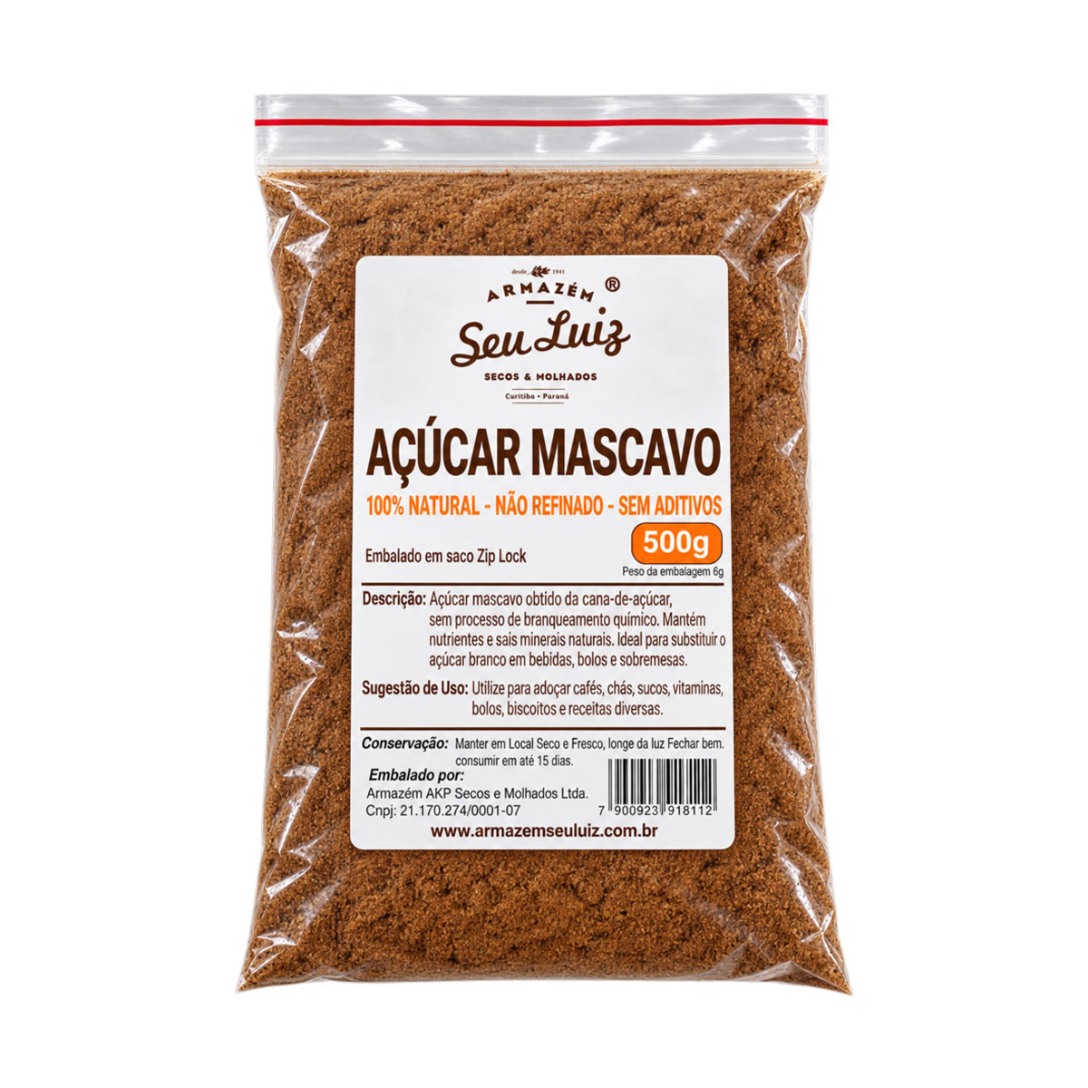 Açúcar Mascavo 500g Natural Sem Refinar | Armazém Seu Luiz