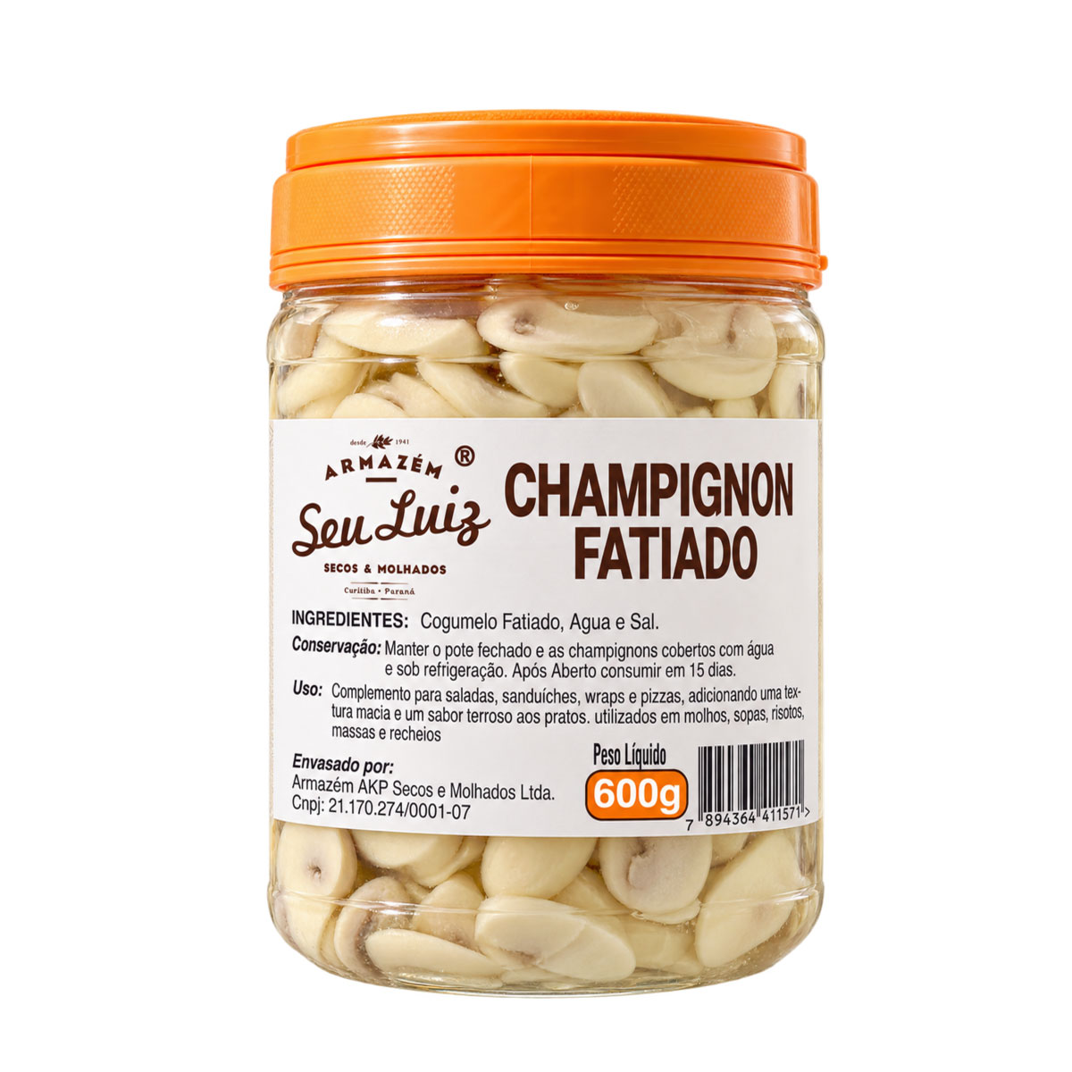 Champignon Fatiado Conserva 600g Eco | Armazém Seu Luiz