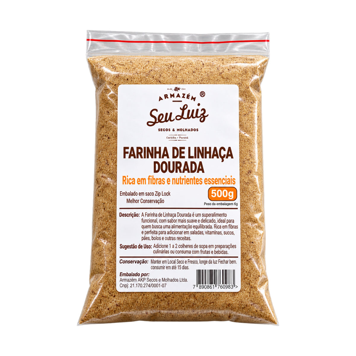Farinha de Linhaça Dourada 500g Natural e Rica em Fibras