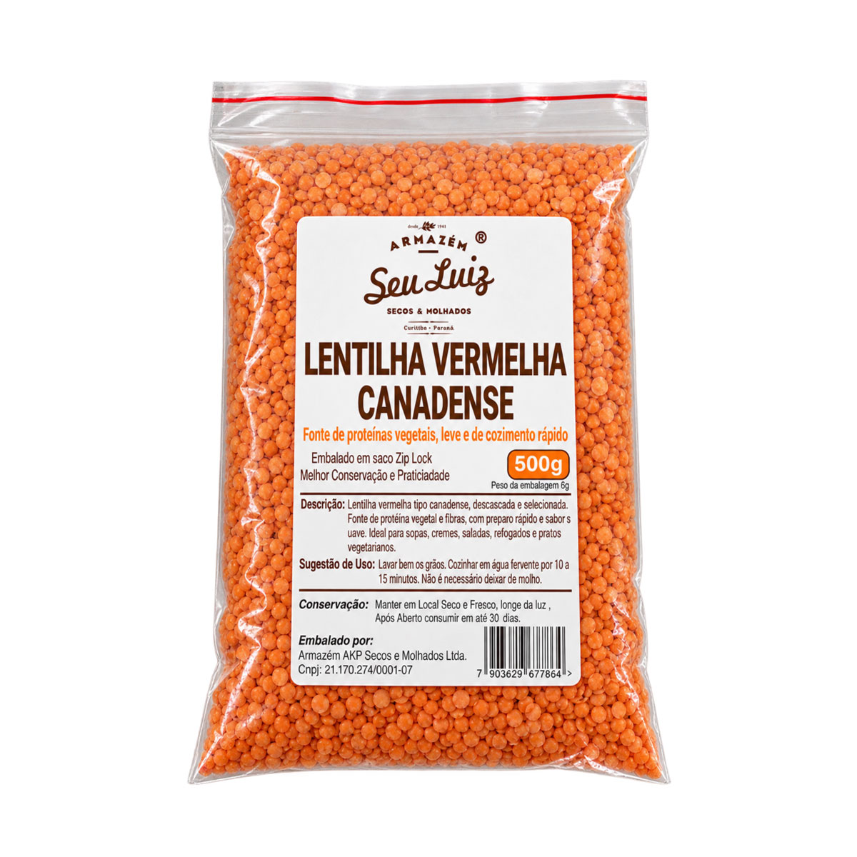 Lentilha Canadense Vermelha 500g
