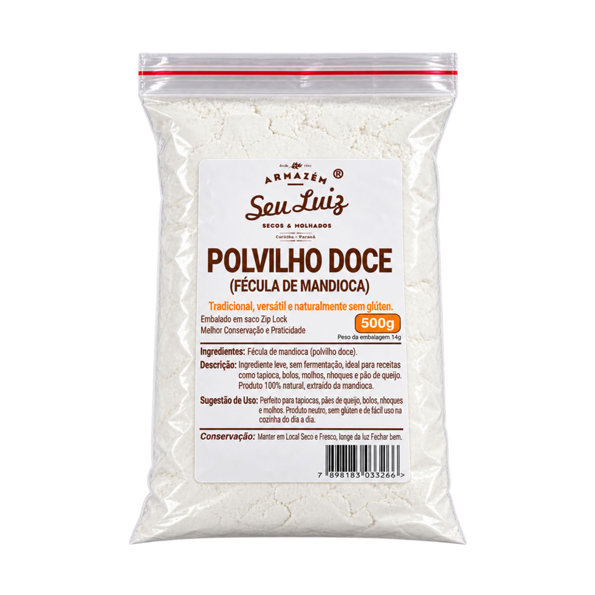 Polvilho Doce 500g (Fécula de Mandioca)  Armazém Seu Luiz