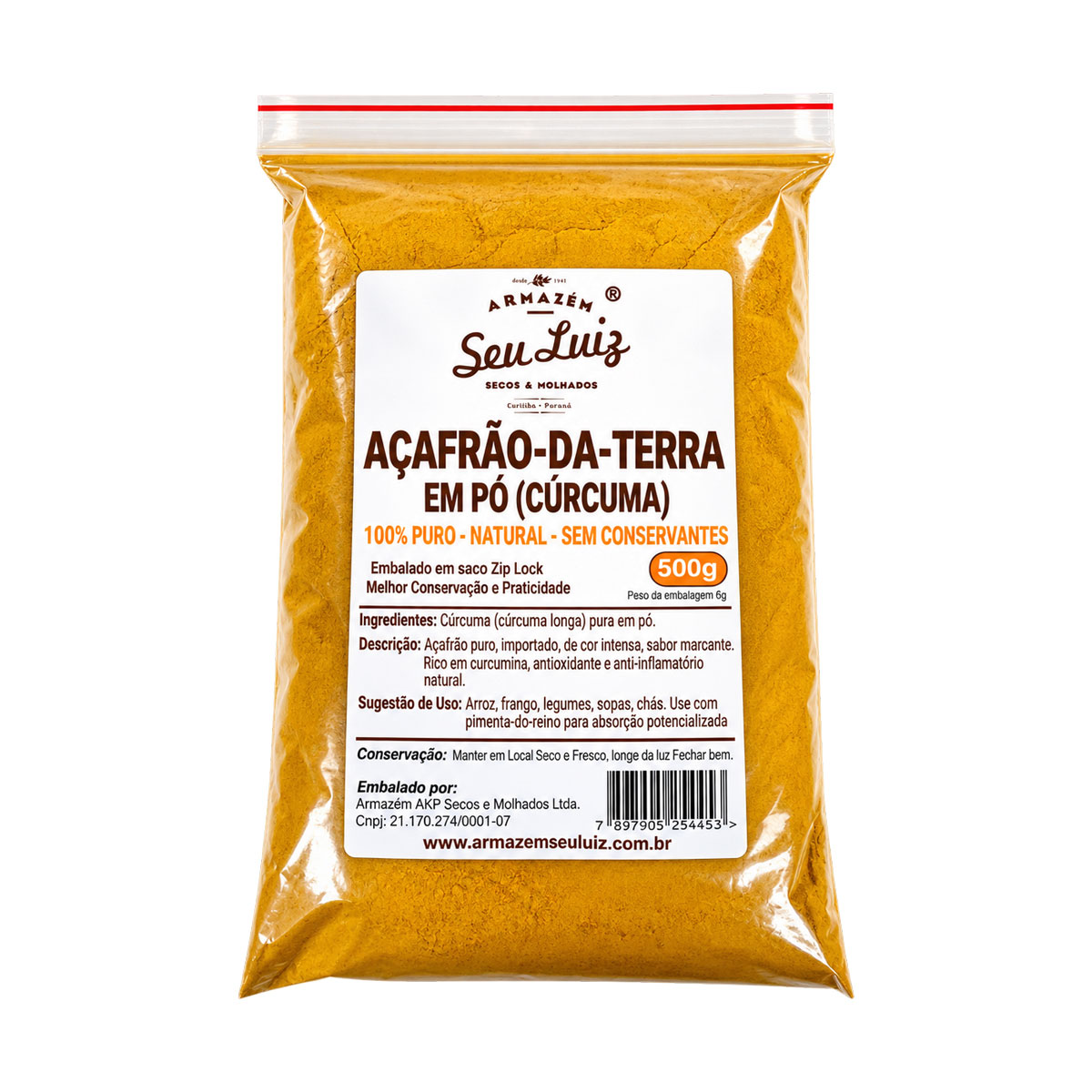Açafrão-da-terra Cúrcuma em Pó 100% Premium Natural 500g