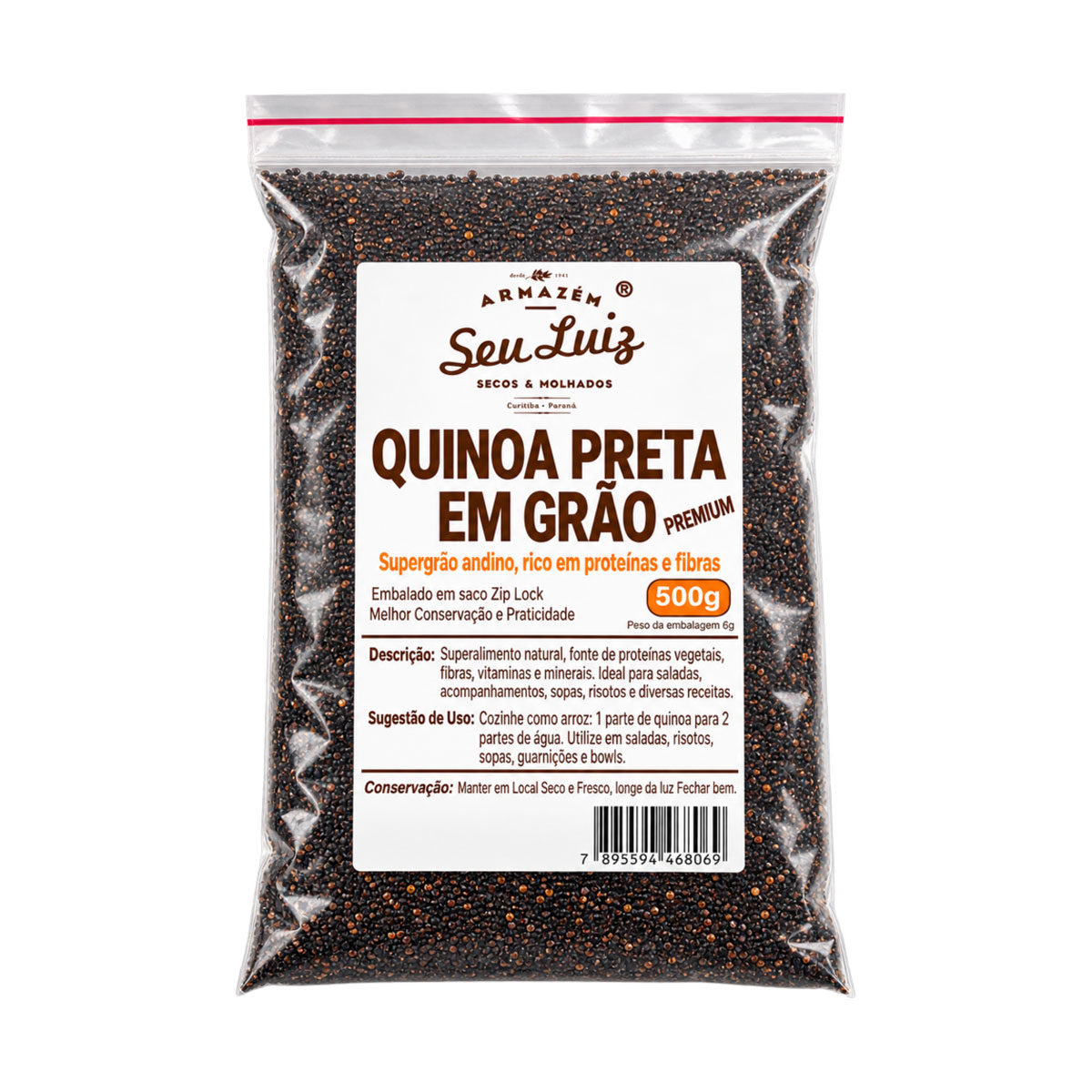 Quinoa Preta Peruana Premium em Grão 500g – Armazém Seu Luiz