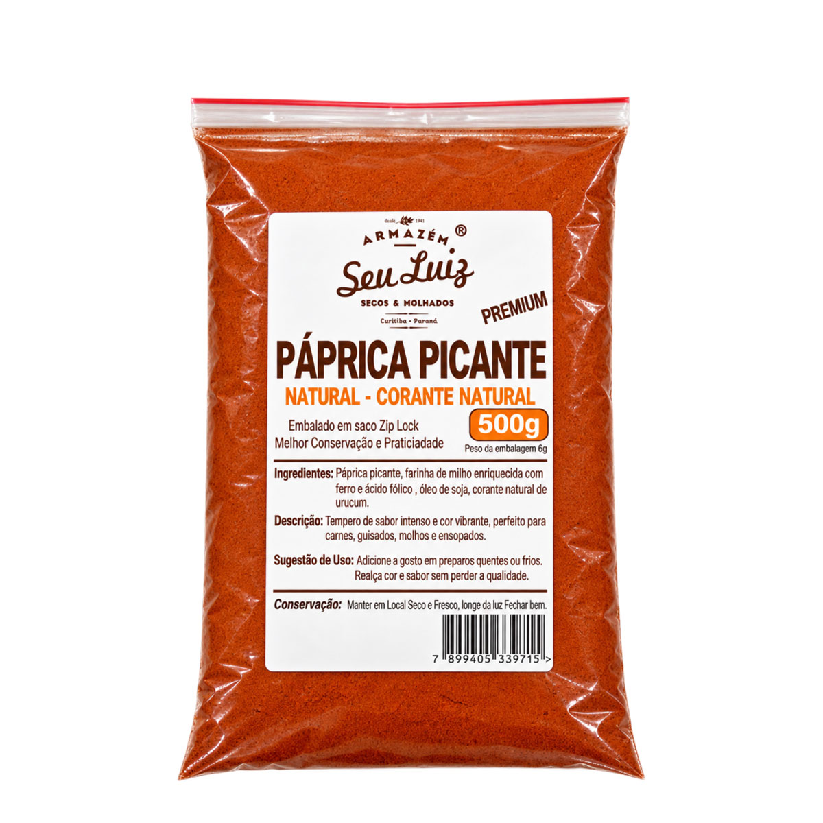 Páprica Picante Importada 500g Armazém Seu Luiz