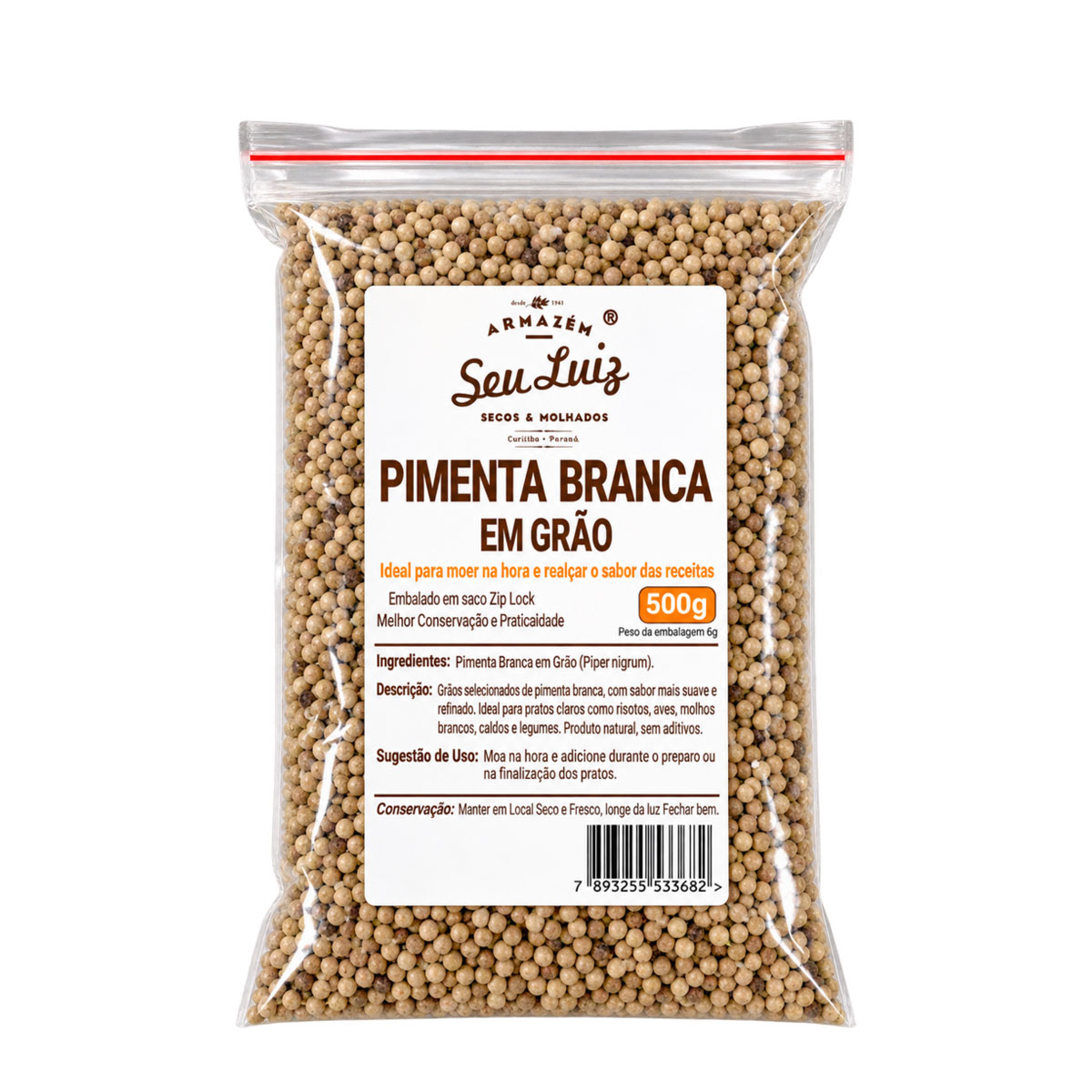 Pimenta Branca em Grão 500g – Armazém Seu Luiz