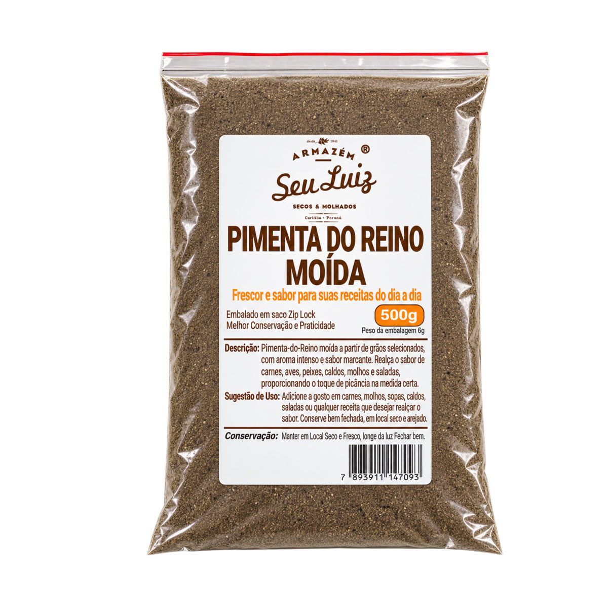 Pimenta-do-Reino Moída Premium 500g Armazém Seu Luiz