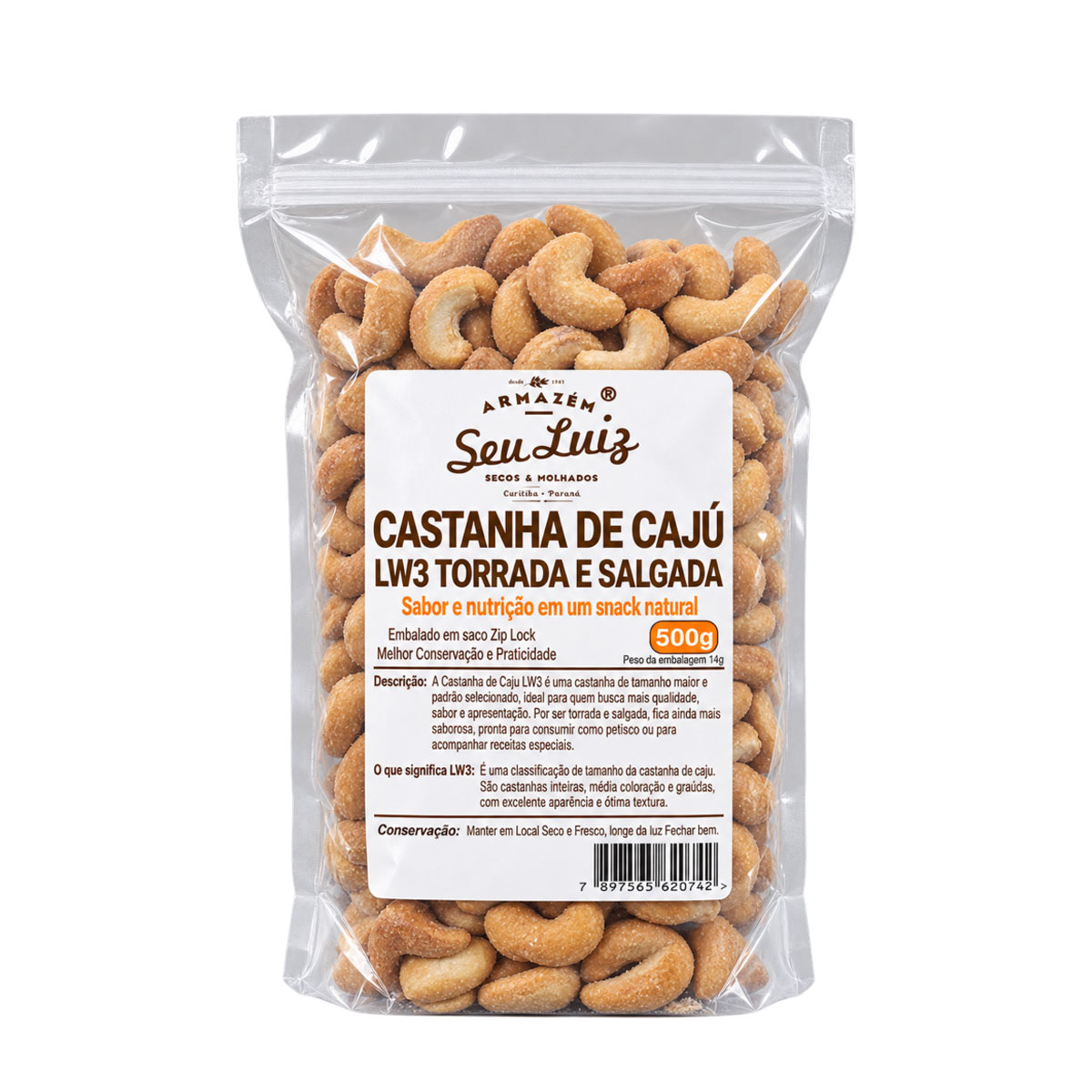Castanha de Caju Torrada e Salgada LW3 500g | Seu Luiz