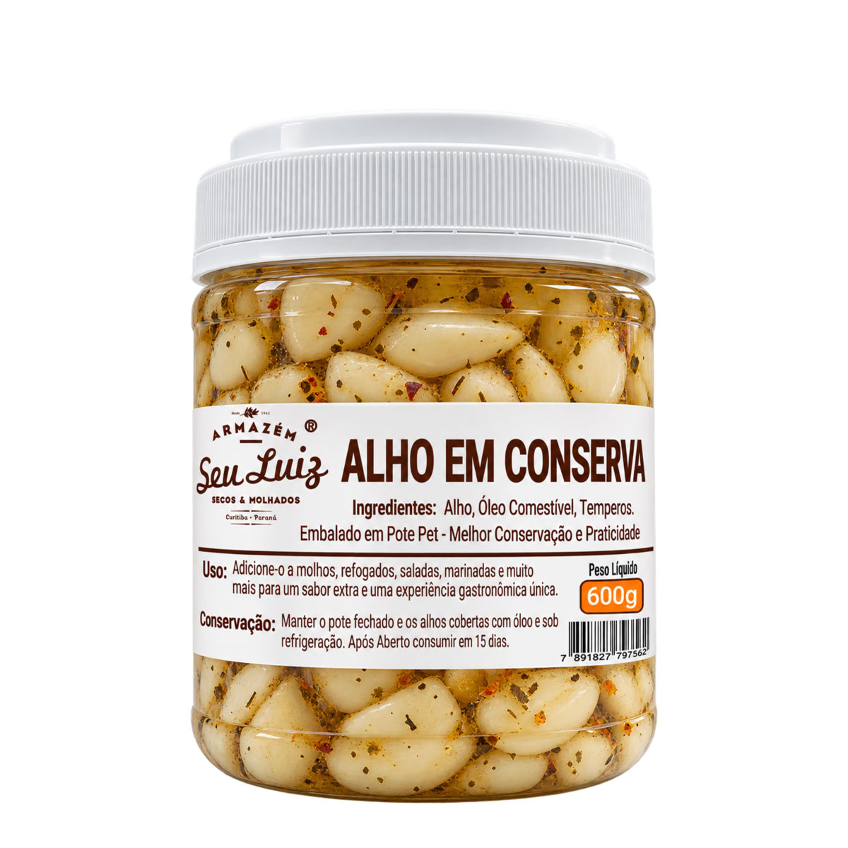 Alho em Conserva em Óleo Comestivel Armazém Seu Luiz  600g