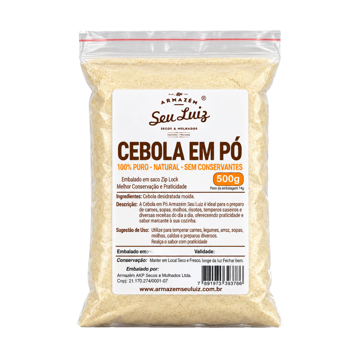 Cebola em Pó 100% Pura e Natural 500g - Armazém Seu Luiz