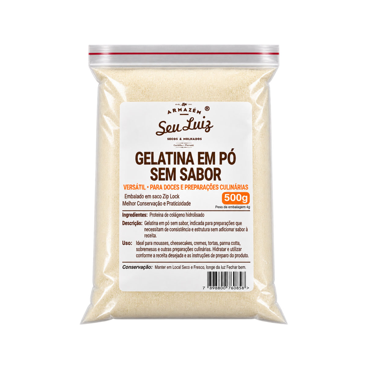 Gelatina em Pó Sem Sabor 500g | Armazém Seu Luiz